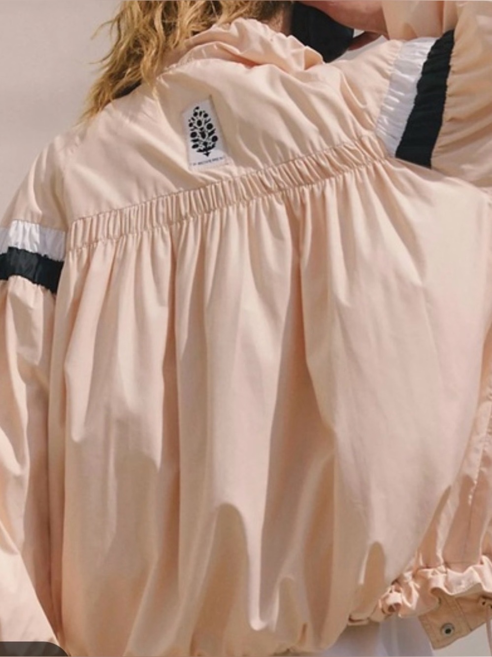 Free people Peach Shell Bomber Jacket with Black Stripe